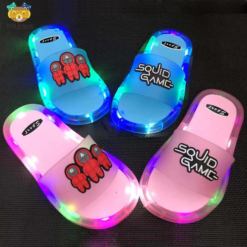 Squid Game Child Slippers for Children Summer LED Flash Pink Girl Indoor Unicorn Slippers Home Blue Baby Boy Luminous Flip Flops
Squid Game Child Slippers for Children Summer LED Flash Pink Girl Indoor Unicorn Slippers Home Blue Baby Boy Luminous Flip Flops