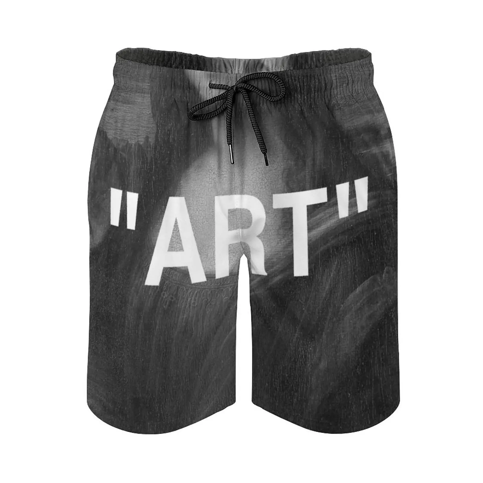 

Мужские плавки «Art», быстросохнущие пляжные шорты с карманами, Мона Лиза, черно-белые, уличная одежда