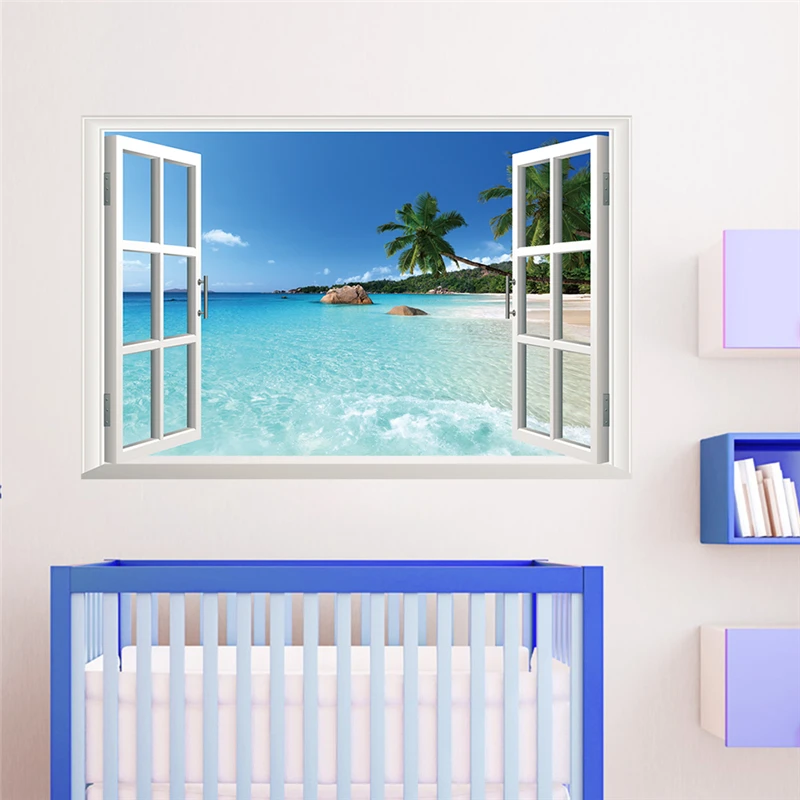 Coconut Sea Beach Wall Stickers For Living Room Bedroom Home Decorations 3d Window Natural Scenery Mural Art Pvc Decal Poster
Coconut Sea Beach Wall Stickers For Living Room Bedroom Home Decorations 3d Window Natural Scenery Mural Art Pvc Decal Poster