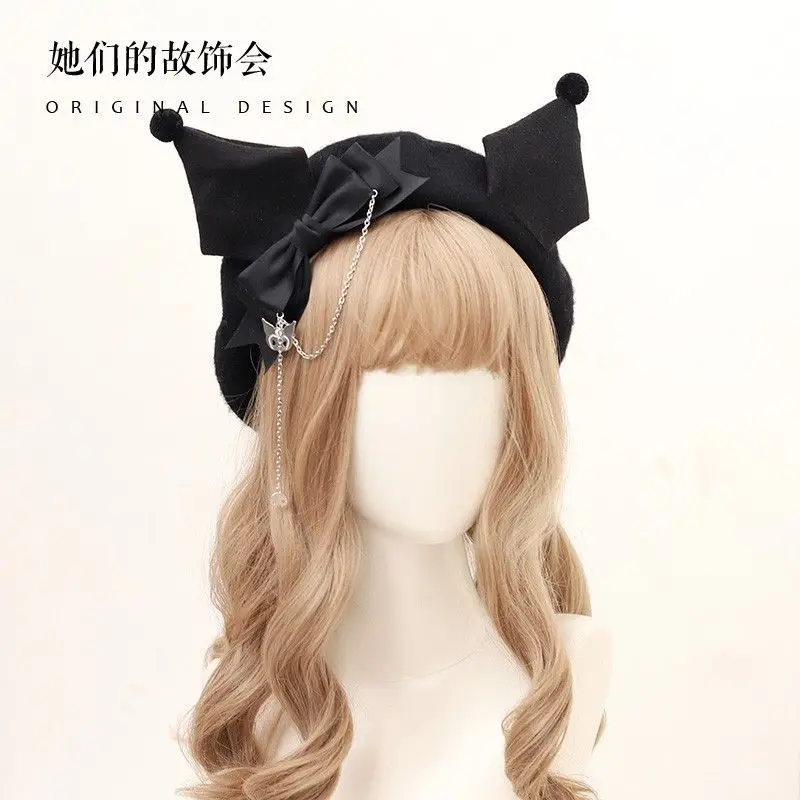 Kawaii Sanriod Anime Hobby Kuromi Ladies Beret Bow Jk Sweet Cool Y2K Personality Autumn and Winter Hat Gift for Girlfriend
Kawaii Sanriod Anime Hobby Kuromi Ladies Beret Bow Jk Sweet Cool Y2K Personality Autumn and Winter Hat Gift for Girlfriend