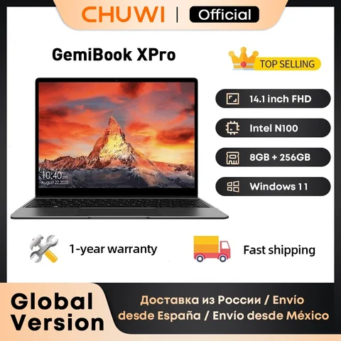 Ноутбук CHUWI GemiBook XPro, 14 дюймов, UHD экран, 8 ГБ ОЗУ, 256 Гб SSD, Intel Celeron N100, Windows 11, компьютер с охлаждающим вентилятором, ноутбук