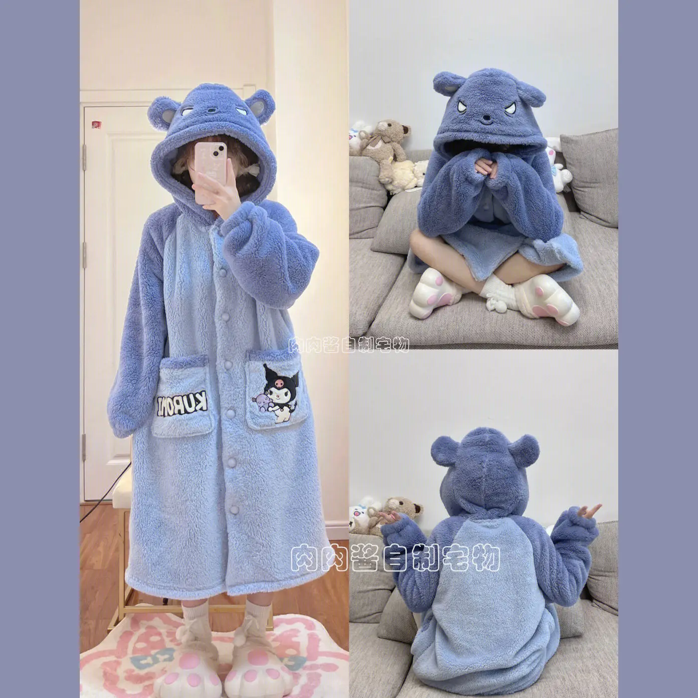 Sanrios Kuromi Pajamas Set Plush Thick Cute Cartoon Bathrobe Homewear Coral Fleece Polyester Long
Sanrios Kuromi Pajamas Set Plush Thick Cute Cartoon Bathrobe Homewear Coral Fleece Polyester Long