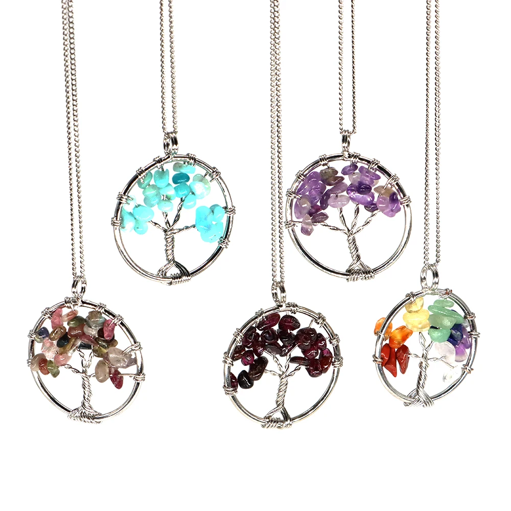Natural Fashion Charm Tree Of Life Handmade Wire Wrapped Pendants Necklace Healing Crystal Amethyst Rose Quartz Jewelry Gift 1PC 
Natural Fashion Charm Tree Of Life Handmade Wire Wrapped Pendants Necklace Healing Crystal Amethyst Rose Quartz Jewelry Gift 1PC