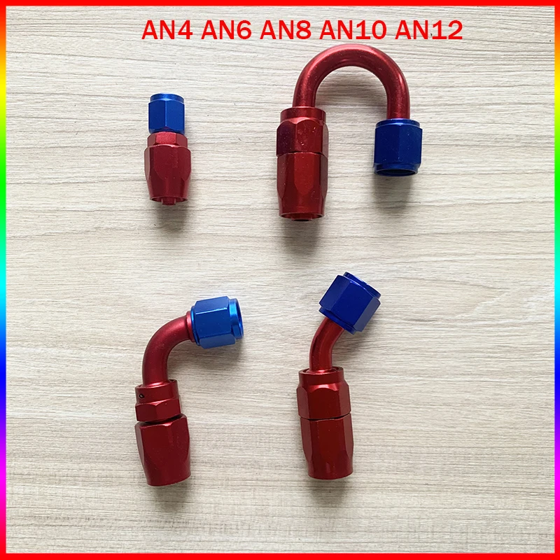 

Aluminium Alloy Swivel Hose End Fitting Adapter Oil Hose End Adaptor Kit AN4 AN6 AN8 AN10 AN12 0 45 90 180 Degree Reusable CPE