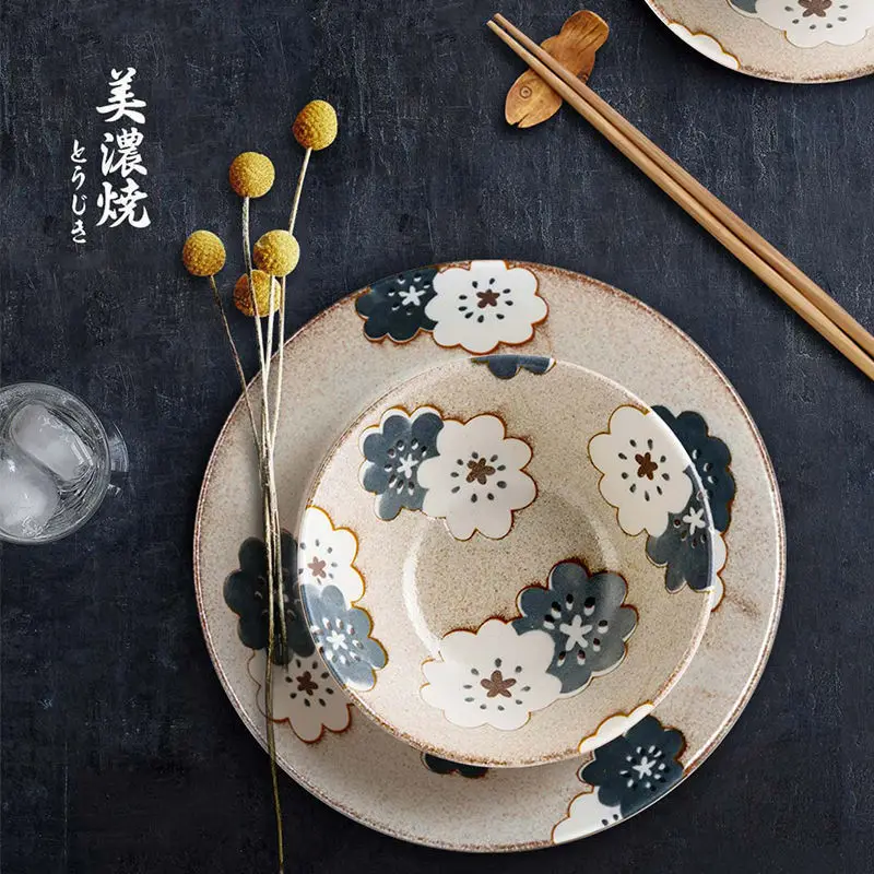 

Керамическая посуда, домашние тарелки, блюда и тарелки в японском стиле с ветром, керамическая тарелка, десертная тарелка