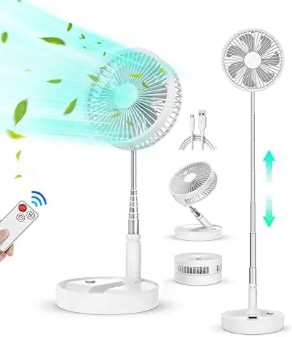 Ventilador de Pie Portatil Silencioso, 7.8'' Pequeño Plegable Suelo/Mesa Ventilador USB con Mando, 7200 mAh Batería Re
Ventilador de Pie Portatil Silencioso, 7.8'' Pequeño Plegable Suelo/Mesa Ventilador USB con Mando, 7200 mAh Batería Re