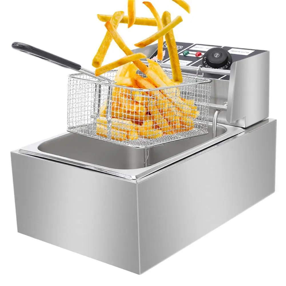 110v 6.3qt/6l Stainless Steel Single-cylinder Electric Fryer 2500w Max Deep Fryer
110v 6.3qt/6l Stainless Steel Single-cylinder Electric Fryer 2500w Max Deep Fryer