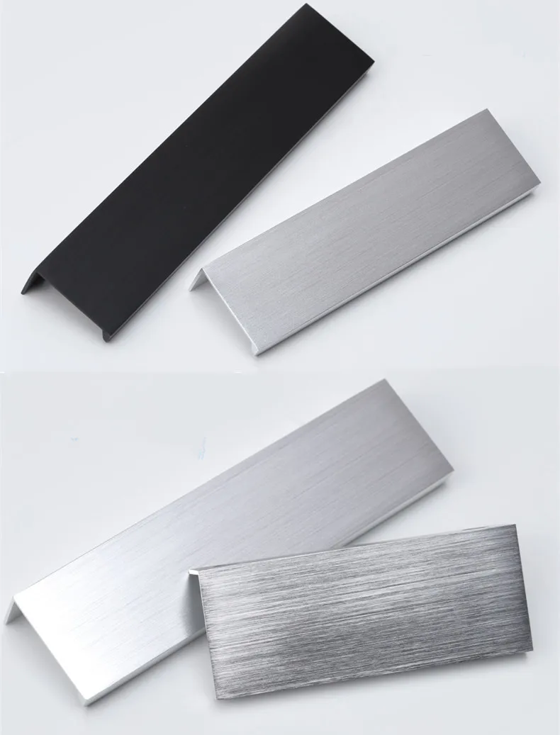 Простые ручки для шкафа из алюминиевого сплава, матовые, черные, серебристые ручки для кухонного шкафа, скрытые ящики для мебели, фурнитура 
Простые ручки для шкафа из алюминиевого сплава, матовые, черные, серебристые ручки для кухонного шкафа, скрытые ящики для мебели, фурнитура