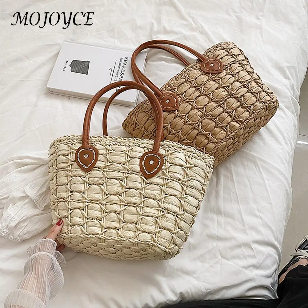 Women Top-Handle Bags Straw Beach Shoulder Bags Solid Color Handmade Bags Ladies Traveling Shopping Handbags
Women Top-Handle Bags Straw Beach Shoulder Bags Solid Color Handmade Bags Ladies Traveling Shopping Handbags