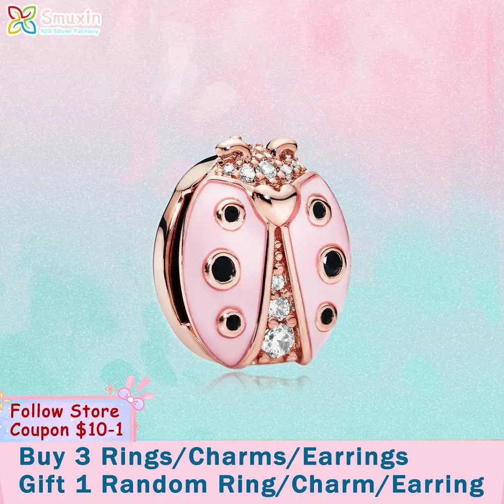 Smuxin 925 Sterling Silver Bead Pink Ladybug Clip Charm fit Original Pandora Bracelets for Women Jewelry Making Girl Gift
Smuxin 925 Sterling Silver Bead Pink Ladybug Clip Charm fit Original Pandora Bracelets for Women Jewelry Making Girl Gift
