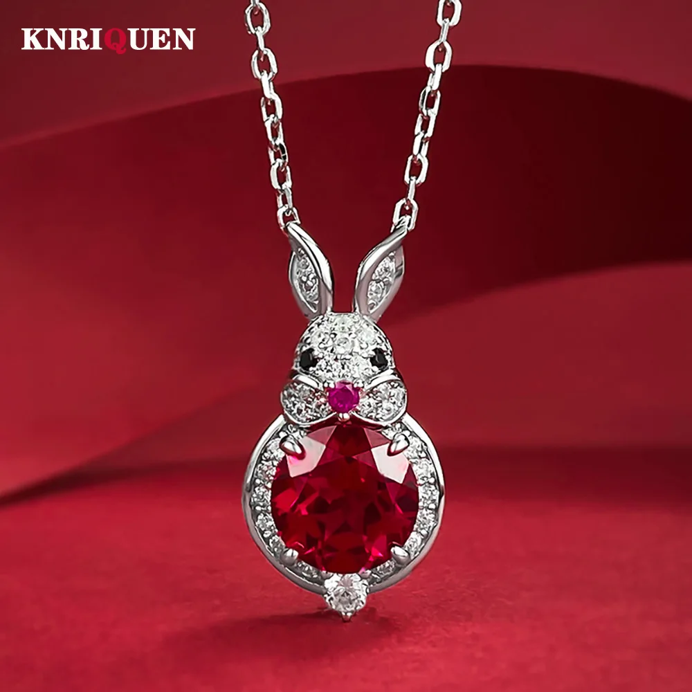 Charms 100% 925 Solid Silver 8*8mm Ruby Rabbit Pendant Necklace for Women Gemstone Wedding Party Fine Jewelry Anniversary Gift
Charms 100% 925 Solid Silver 8*8mm Ruby Rabbit Pendant Necklace for Women Gemstone Wedding Party Fine Jewelry Anniversary Gift