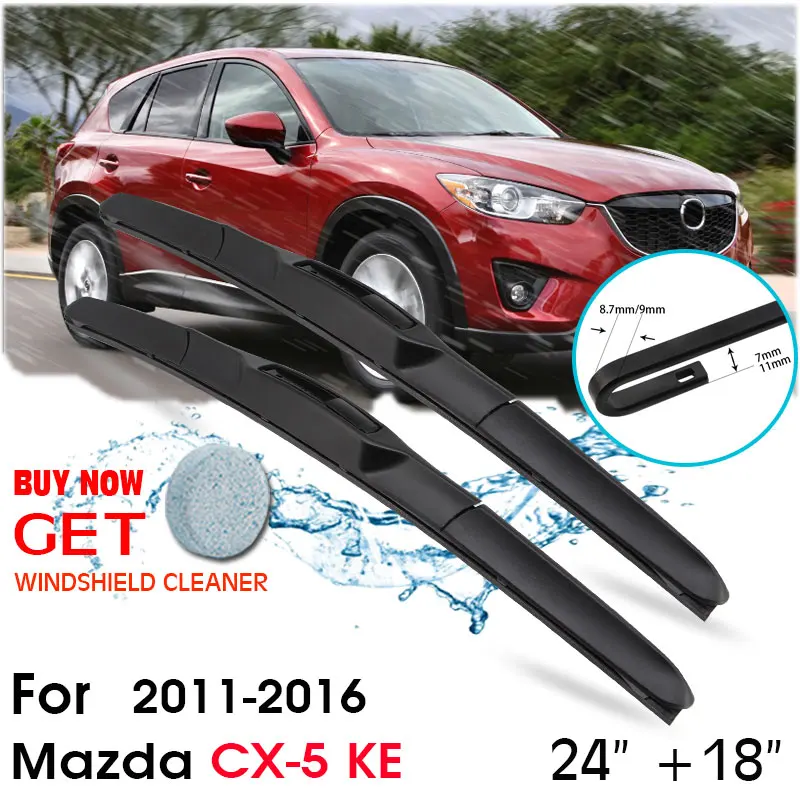 

Car Wiper Blade Front Window Windshield Rubber Silicon Refill Wipers For Mazda CX-5 KE LHD/RHD 2014-2017 24"+18" Car Accessories