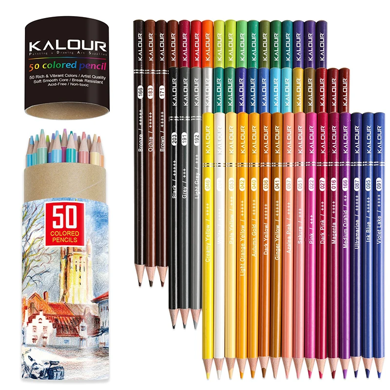 Kalour 50 Rich Vibrant Colors Wood Soft Core Colored Pencils Set Oil Drawing Sketch Pencils For Beginners Student Art Supplies
Kalour 50 Rich Vibrant Colors Wood Soft Core Colored Pencils Set Oil Drawing Sketch Pencils For Beginners Student Art Supplies