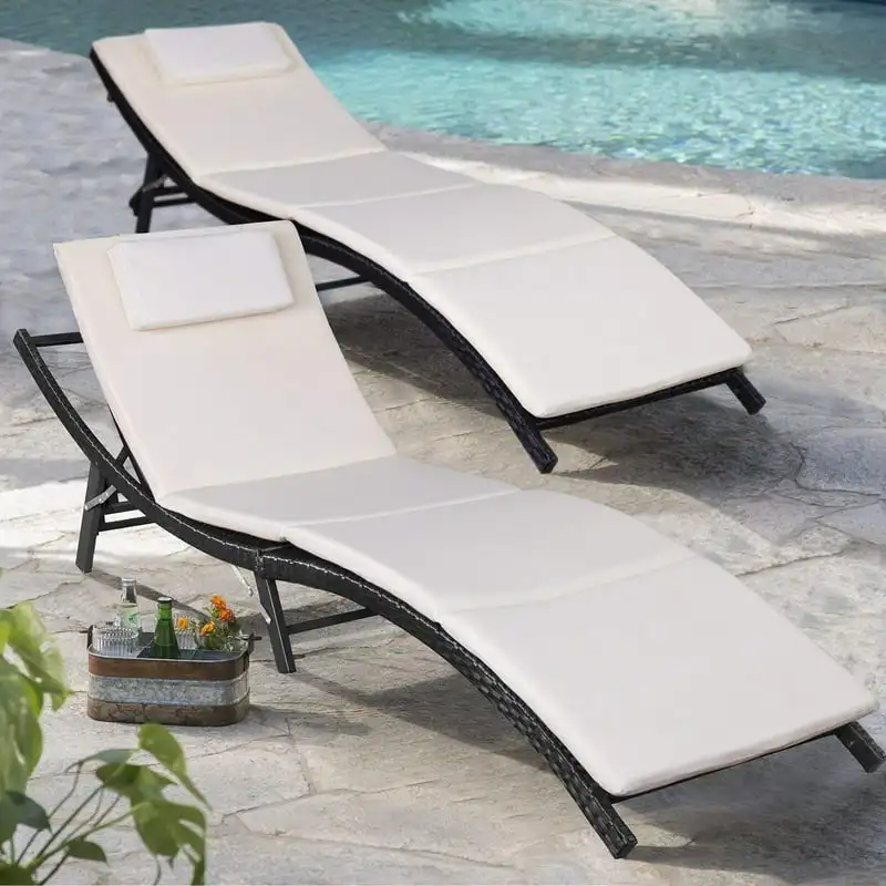 Pieces Outdoor Chaise Lounge Chair Patio Furniture Adjustable Folding PE Rattan
Pieces Outdoor Chaise Lounge Chair Patio Furniture Adjustable Folding PE Rattan