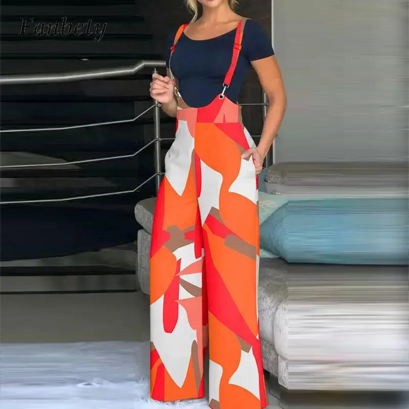 Elegant Ladies Metal Buckle Jumpsuit Summer Sling Slim Waist Suspender Trousers Fashion Pattern Print Back Cross Romper Overalls
Elegant Ladies Metal Buckle Jumpsuit Summer Sling Slim Waist Suspender Trousers Fashion Pattern Print Back Cross Romper Overalls