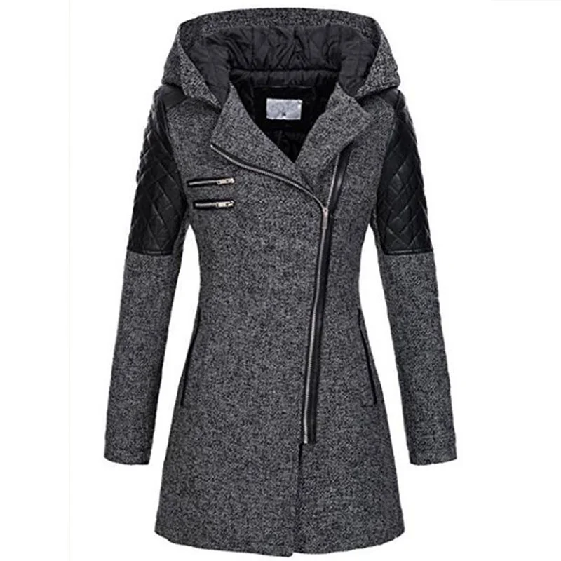 

Women Coat Wool Blends Long Tweed Jacket Black Gray Coats Woman Winter 2021 Overcoat Trench Veste Manteau Femme Abrigo Mujer