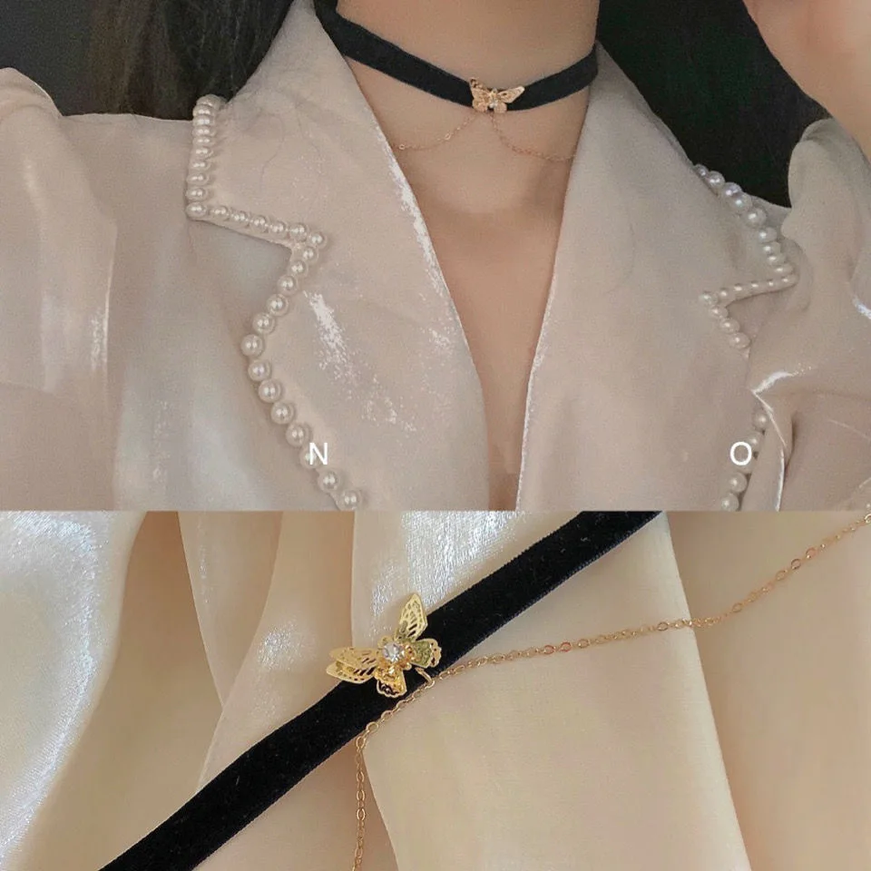 French Sexy Harajuku Lace Up Butterfly Choker Black Vintage Punk Gothic Chain Necklace for Women Girl Jewelry
French Sexy Harajuku Lace Up Butterfly Choker Black Vintage Punk Gothic Chain Necklace for Women Girl Jewelry