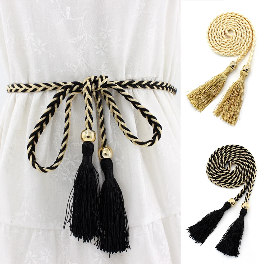 New Bow Knotted Waist Belt Braided Tassel Knitted Fringe Waist Strap Thin Waist Rope Dress Decoration Waistband Vintage Fashion
New Bow Knotted Waist Belt Braided Tassel Knitted Fringe Waist Strap Thin Waist Rope Dress Decoration Waistband Vintage Fashion