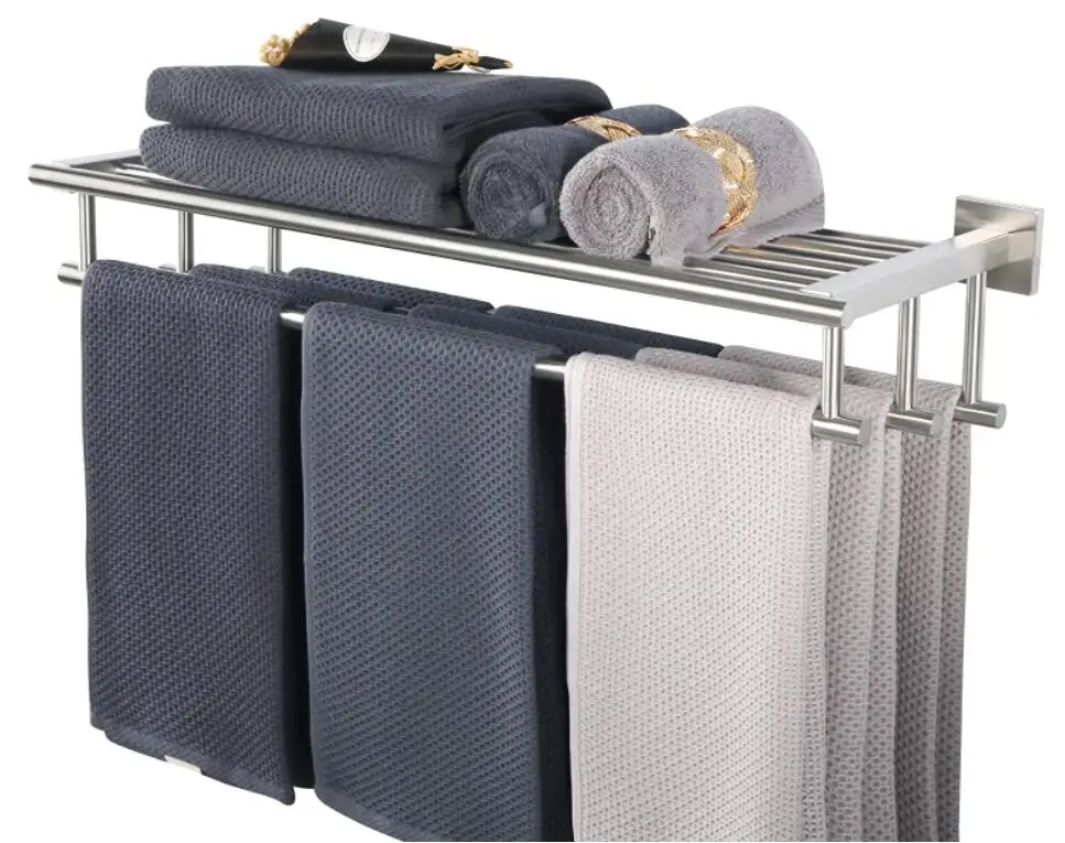 Bathroom Lavatory Towel Shelf with 3 Towel Bars Wall Mount Towel Holder,24-Inch SUS304 Stainless Steel Brushed Nickel
Bathroom Lavatory Towel Shelf with 3 Towel Bars Wall Mount Towel Holder,24-Inch SUS304 Stainless Steel Brushed Nickel