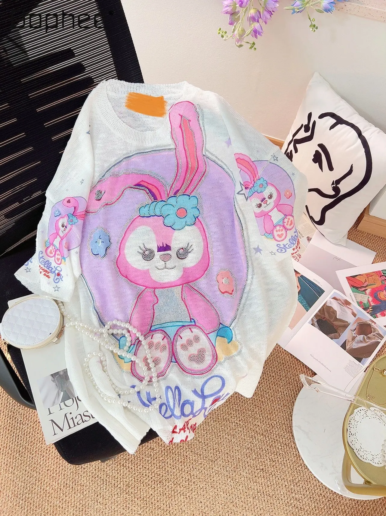 2022 Summer New Short Sleeve Round Neck Cartoon Printed Pullover T-shirt Women's Versatile Fashion Thin Loose Knitted Tshirt Top
2022 Summer New Short Sleeve Round Neck Cartoon Printed Pullover T-shirt Women's Versatile Fashion Thin Loose Knitted Tshirt Top