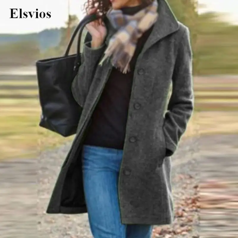 2022 Fashion Pocket Women Outwear Tops Vintage Long Sleeve Casual Midi Overcoat Elegant Single-breasted Stand Collar Woolen Coat
2022 Fashion Pocket Women Outwear Tops Vintage Long Sleeve Casual Midi Overcoat Elegant Single-breasted Stand Collar Woolen Coat