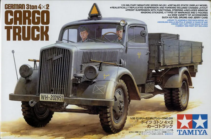 Tamiya 35291 1/35 Scale Model Kit WWII German 3Ton 4x2 Cargo Truck w/2 Figures
Tamiya 35291 1/35 Scale Model Kit WWII German 3Ton 4x2 Cargo Truck w/2 Figures