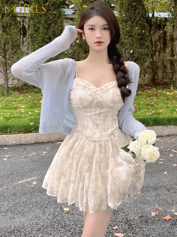 E GIRLS Summer Chiffon Floral Fairy Dress Women Korean Fashion Strap Sexy Party Mini Dress Female Lace Chic Sweet Dresses 2022
E GIRLS Summer Chiffon Floral Fairy Dress Women Korean Fashion Strap Sexy Party Mini Dress Female Lace Chic Sweet Dresses 2022