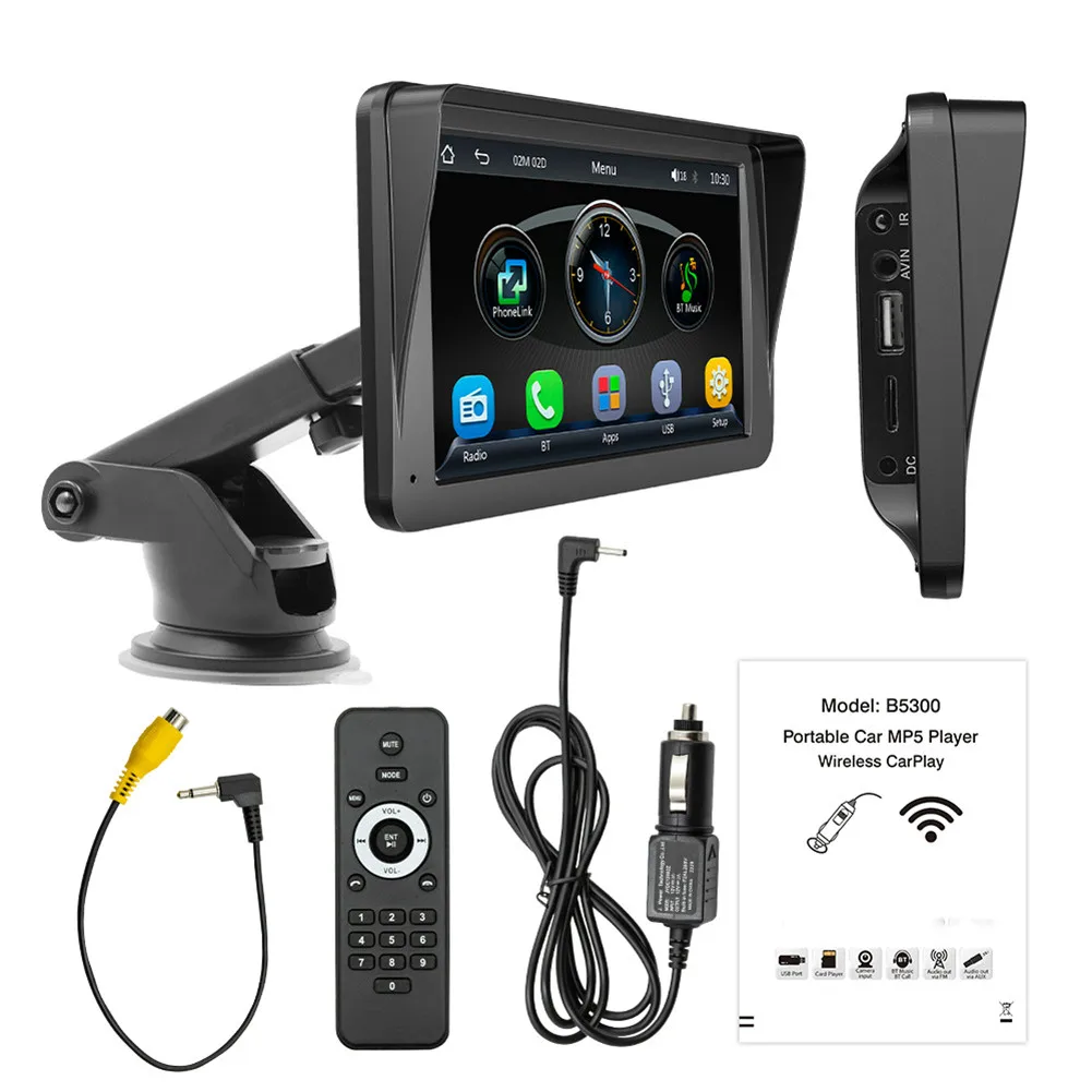 7" Portable Car MP5 Player Wireless Carplay AN Auto FM Stereo Mirrorlink BT Wide Angle Reversing Assist Video Host
7" Portable Car MP5 Player Wireless Carplay AN Auto FM Stereo Mirrorlink BT Wide Angle Reversing Assist Video Host