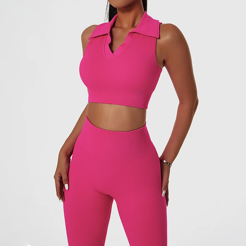 Seamless Sports Women Two Piece Sets Lapel Crop Top Vests High Waist Push Up Leggings Yoga Workout Screw Thread Sets Female
Seamless Sports Women Two Piece Sets Lapel Crop Top Vests High Waist Push Up Leggings Yoga Workout Screw Thread Sets Female