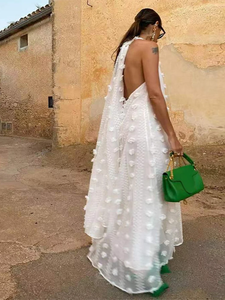 Beach Long white dress Sleeveless Halter Dress Women V Neck Backless Robe 2023 Lace Up Floral Holiday Sundress Party Dresses
Beach Long white dress Sleeveless Halter Dress Women V Neck Backless Robe 2023 Lace Up Floral Holiday Sundress Party Dresses