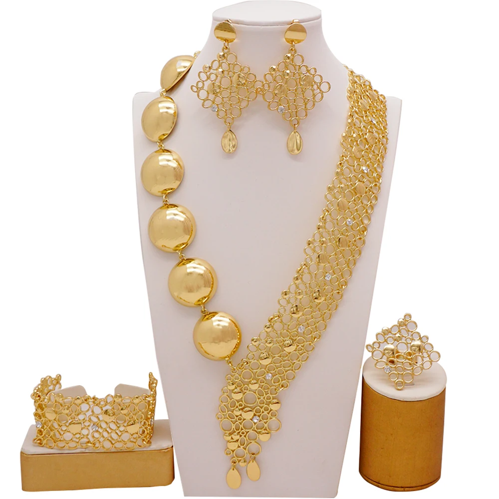 Gold Color Jewelry Sets Long Hollow Out Necklace Earring For Women African France Wedding Party 24K Jewelery Ethiopia Bridal
Gold Color Jewelry Sets Long Hollow Out Necklace Earring For Women African France Wedding Party 24K Jewelery Ethiopia Bridal