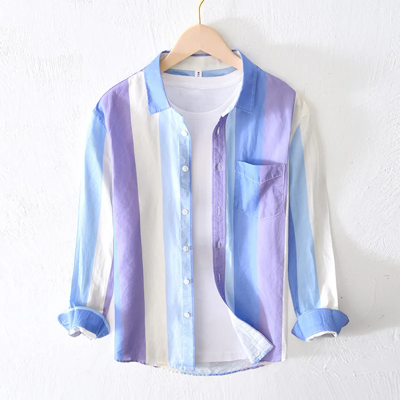 2023 Men's Summer Striped Shirt Long Sleeve Color Matching Casual Shirt Linen Thin Shirt
2023 Men's Summer Striped Shirt Long Sleeve Color Matching Casual Shirt Linen Thin Shirt