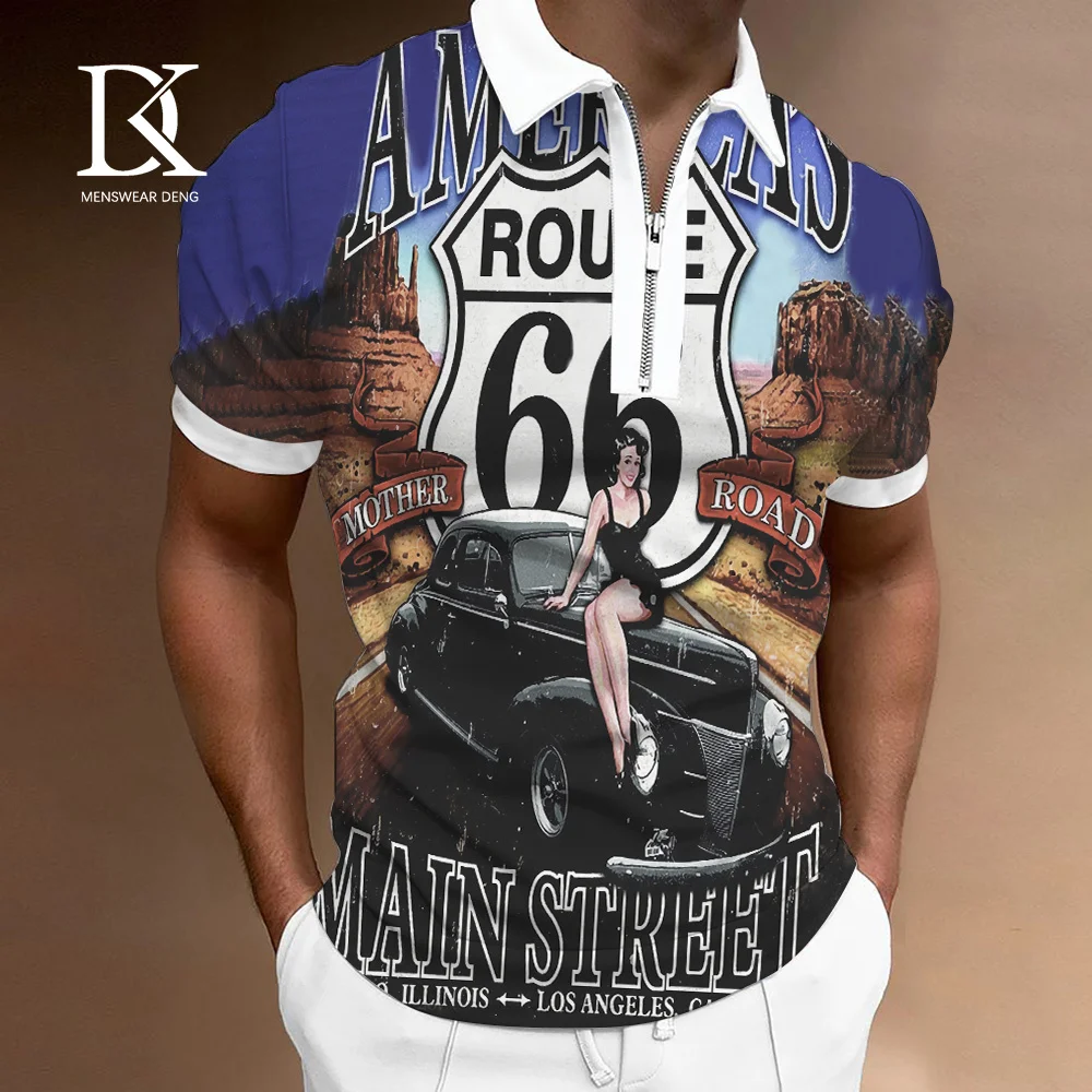 DK Brand Mens Polo Shirts Men's Social T Shirt Trend Fashion Short-Sleeved Tees 3D US Route 66 Letters Summer Street Clothing
DK Brand Mens Polo Shirts Men's Social T Shirt Trend Fashion Short-Sleeved Tees 3D US Route 66 Letters Summer Street Clothing