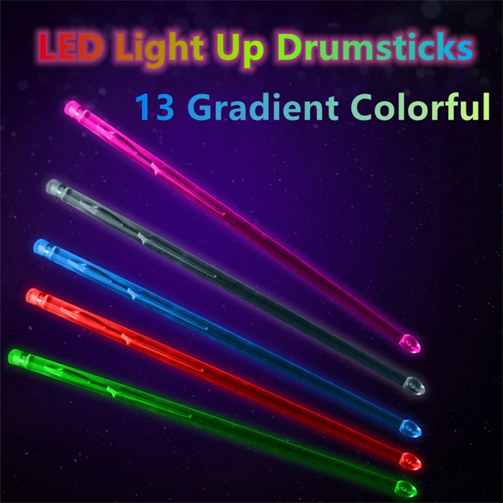 1 Pair LED Light Up Drumsticks 13 Gradient Colorful Drum Sticks Percussion Accessories Durable Rock Bands Musical Instruments
1 Pair LED Light Up Drumsticks 13 Gradient Colorful Drum Sticks Percussion Accessories Durable Rock Bands Musical Instruments
