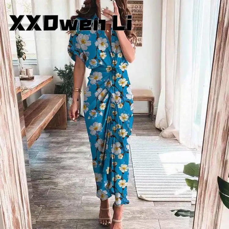 Women Summer Elegant Button Folds Shirt Long Dress Fashion Casual Office Ladies Short Sleeve Beach Maxi Dress For Woman Party
Women Summer Elegant Button Folds Shirt Long Dress Fashion Casual Office Ladies Short Sleeve Beach Maxi Dress For Woman Party