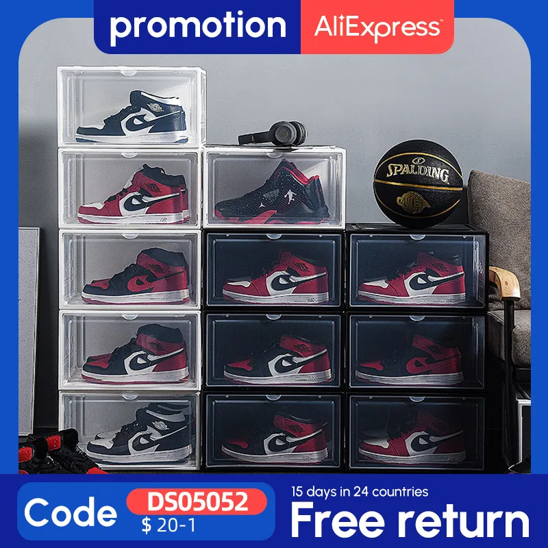 2pcs AJ Sneakers Box Hardened plastic shoe box Stackable Cabinet Storage Box high-top Dustproof AJ shoes organizers Shoe Rack
2pcs AJ Sneakers Box Hardened plastic shoe box Stackable Cabinet Storage Box high-top Dustproof AJ shoes organizers Shoe Rack