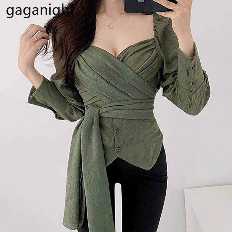 Gaganight женская рубашка с квадратным воротником и двумя пуговицами, с завязкой на талии, новинка 2022, корейский Шикарный ретро дикий крест, тонк...
Gaganight женская рубашка с квадратным воротником и двумя пуговицами, с завязкой на талии, новинка 2022, корейский Шикарный ретро дикий крест, тонк...