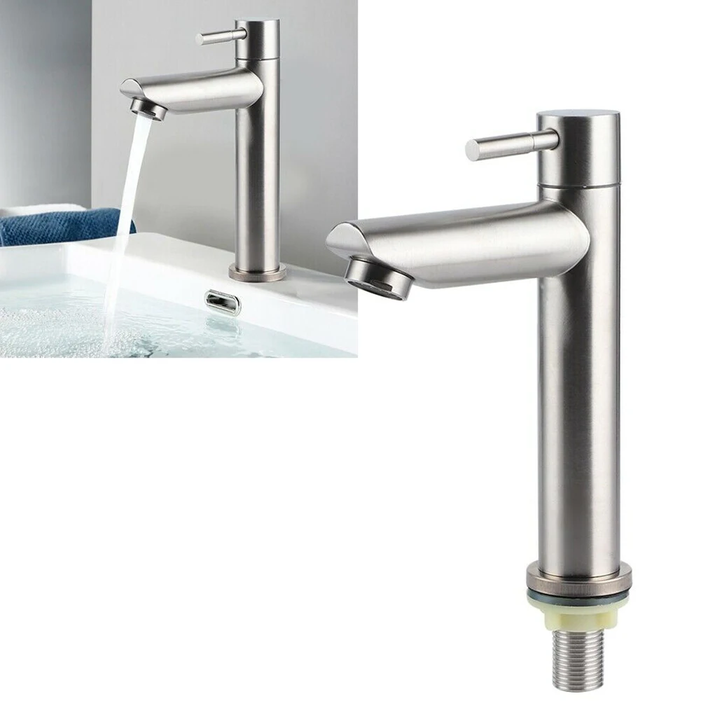 Bathroom Basin Faucets Single Cold Water Bathroom Sink Faucets Silver 304 Stainless Steel Single Handle Washbasin Tap
Bathroom Basin Faucets Single Cold Water Bathroom Sink Faucets Silver 304 Stainless Steel Single Handle Washbasin Tap