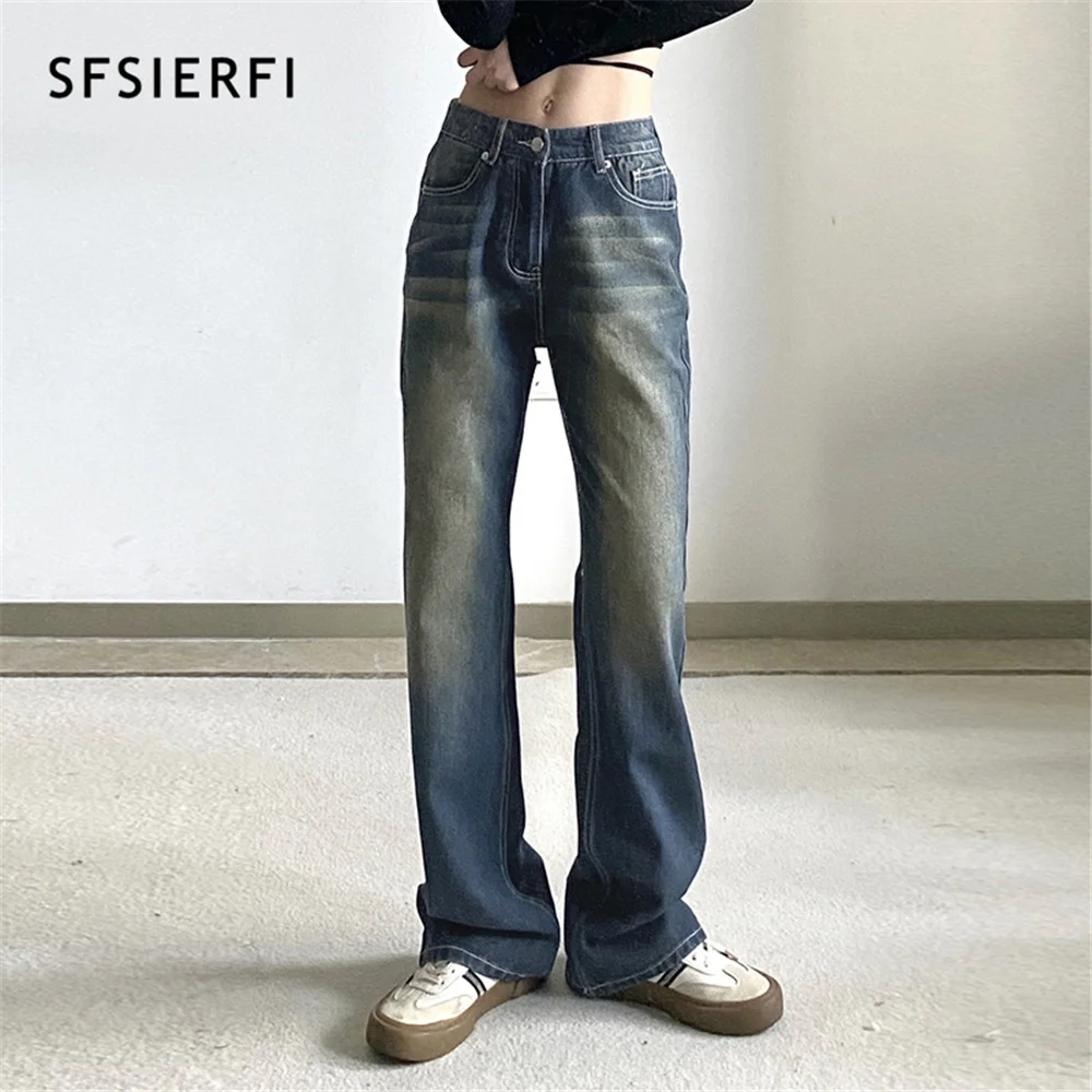 SFSIERFI Vintage y2k Pants Streetwear Hipster High Waist Micro Flared Pants Korean y2k Jeans Baggy Jeans Straight Denim Trousers
SFSIERFI Vintage y2k Pants Streetwear Hipster High Waist Micro Flared Pants Korean y2k Jeans Baggy Jeans Straight Denim Trousers