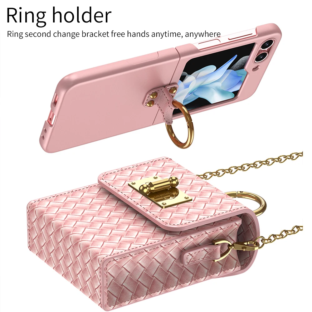 Crossbody Chain Woven Pattern Leather Case For Samsung Z Flip 5 4 3 Phone Bag Long Shoulder Strap Cover For Huawei P50 Pocket
Crossbody Chain Woven Pattern Leather Case For Samsung Z Flip 5 4 3 Phone Bag Long Shoulder Strap Cover For Huawei P50 Pocket