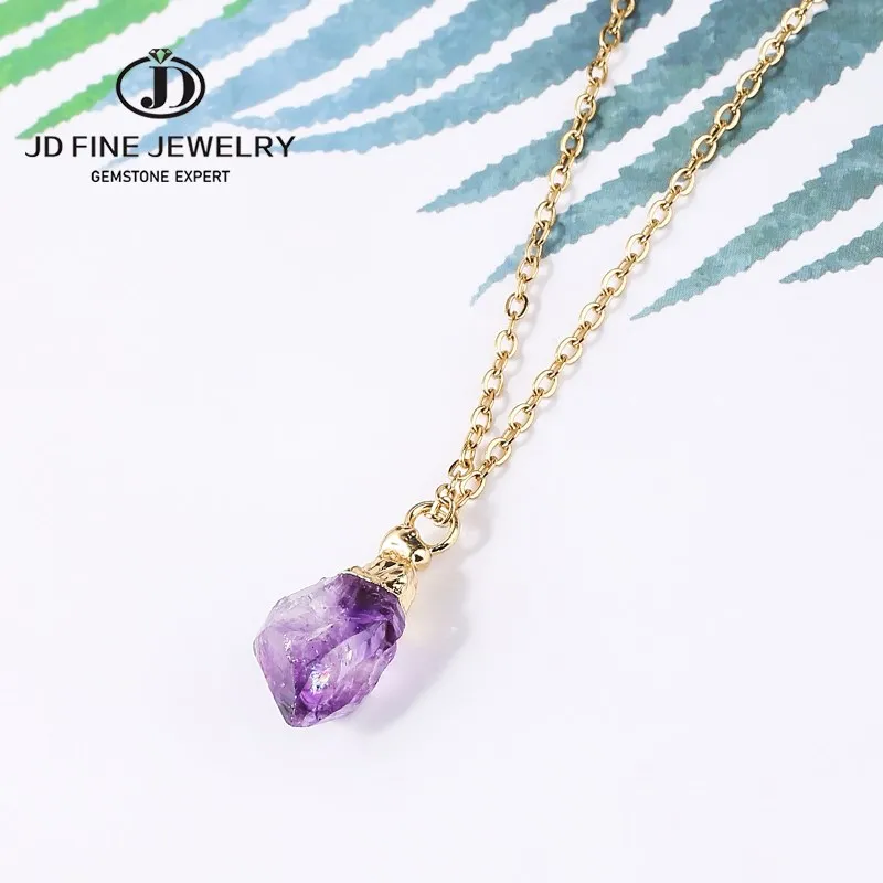 JD Alloy Purple Color Natural Amethyst Stone Chain Necklace Rhinestone Quartz Pendant Charms Necklaces Collar
JD Alloy Purple Color Natural Amethyst Stone Chain Necklace Rhinestone Quartz Pendant Charms Necklaces Collar