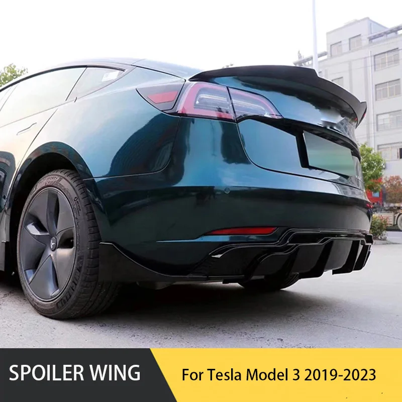 

Задняя Крышка багажника, автомобильный спойлер, крылья для Tesla Model 3 2019 2020 2021 2022 2023, аксессуары для внешней тюнинга из АБС-пластика