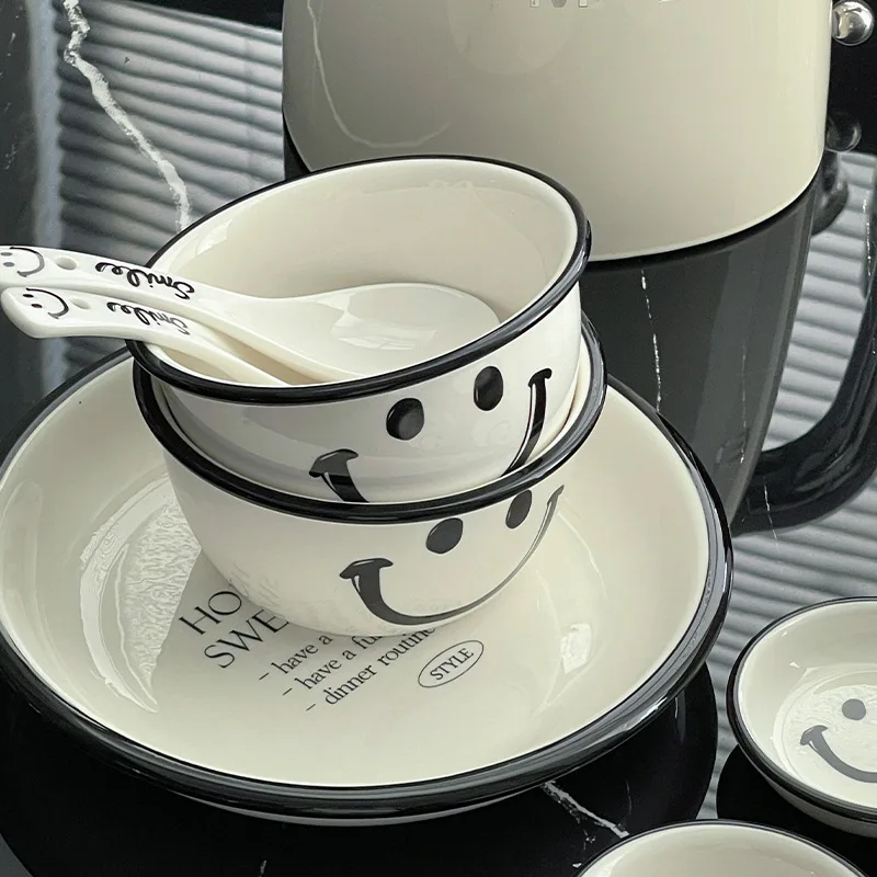 INS Ceramic Bowl Black & White Grid Soup Spoon Seasoning Dish Spaghetti Plate Smile Cereal Bowl 8'' Plate Cute Ceramic Tableware
INS Ceramic Bowl Black & White Grid Soup Spoon Seasoning Dish Spaghetti Plate Smile Cereal Bowl 8'' Plate Cute Ceramic Tableware