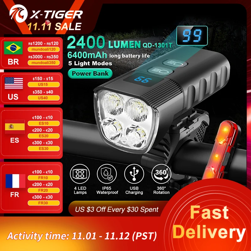 X-Tiger Bike Light Rainproof USB Rechargeable LED MTB Front Lamp Headlight Aluminum Ultralight Cycling Flashlight Bicycle Light
X-Tiger Bike Light Rainproof USB Rechargeable LED MTB Front Lamp Headlight Aluminum Ultralight Cycling Flashlight Bicycle Light