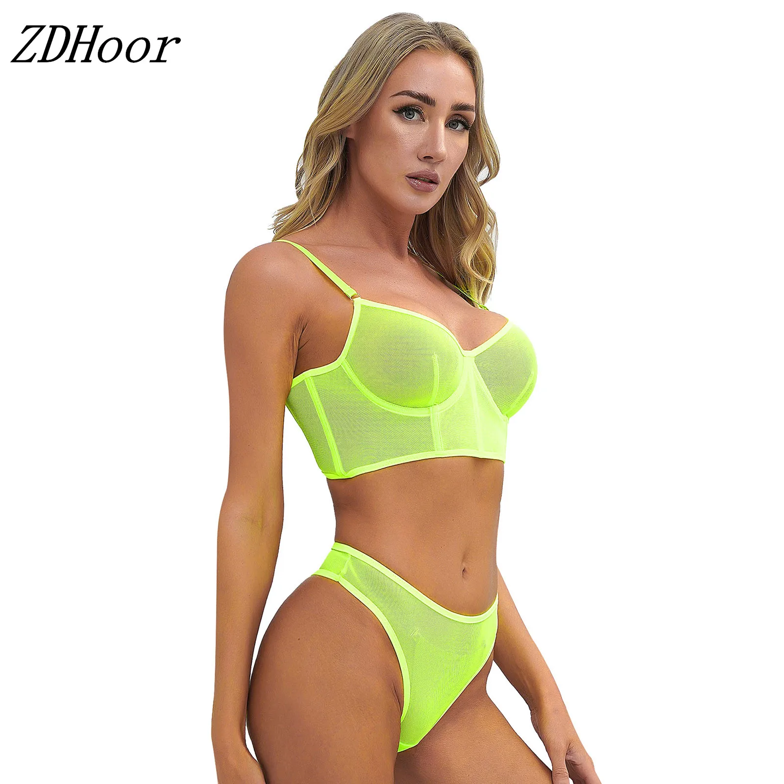 Women Sexy See-Through Mesh Bikinis Lingerie Set Swimwear Beachwear Adjustable Straps Underwired Bra Top Bustier with Thong
Women Sexy See-Through Mesh Bikinis Lingerie Set Swimwear Beachwear Adjustable Straps Underwired Bra Top Bustier with Thong