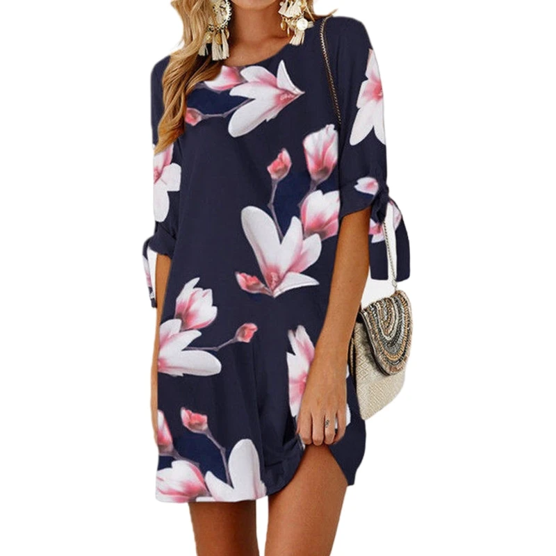 Женское летнее Мини-Платье с круглым вырезом, полурукавом и цветочным принтом
Женское летнее Мини-Платье с круглым вырезом, полурукавом и цветочным принтом