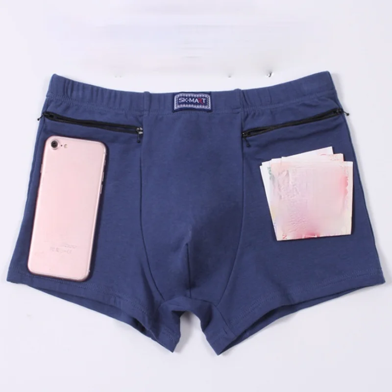 

Men's Pockets Underwear Anti-theft Briefs Boxer Panties,two Zippers Pockets Cotton Underpants,mens Boxers Briefs,booty Shorts