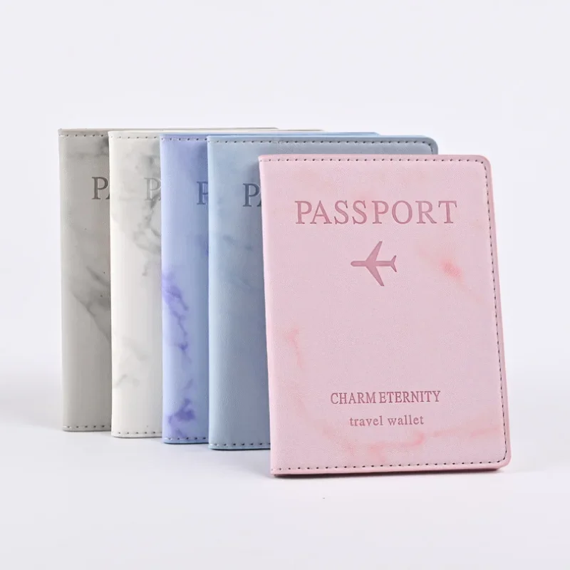 

Marbling PU Travel Passport Card Case Sheath America ID Card Bag Documents Protective Covers Credit Card Holder Passport Cover