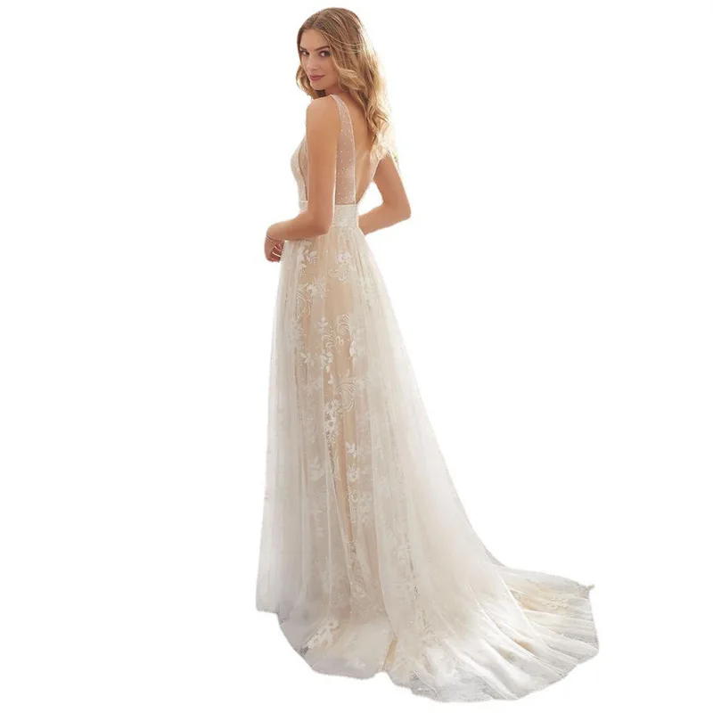 2022 V-neck Sleeveless Lace Wedding Sexy Tulle Dresses Beach Simple Bridal Dress Princess Ball Gown Tulle White Bride Skirt
2022 V-neck Sleeveless Lace Wedding Sexy Tulle Dresses Beach Simple Bridal Dress Princess Ball Gown Tulle White Bride Skirt