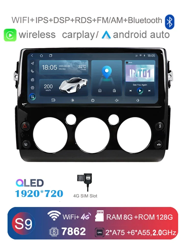 Carplay Auto Android 14.0 8G + 256G LTE 12,3 "IPS автомобильный DVD-плеер GPS карта WIFI Bluetooth RDS радио для Toyota FJ Cruiser 2007-2022
Carplay Auto Android 14.0 8G + 256G LTE 12,3 "IPS автомобильный DVD-плеер GPS карта WIFI Bluetooth RDS радио для Toyota FJ Cruiser 2007-2022